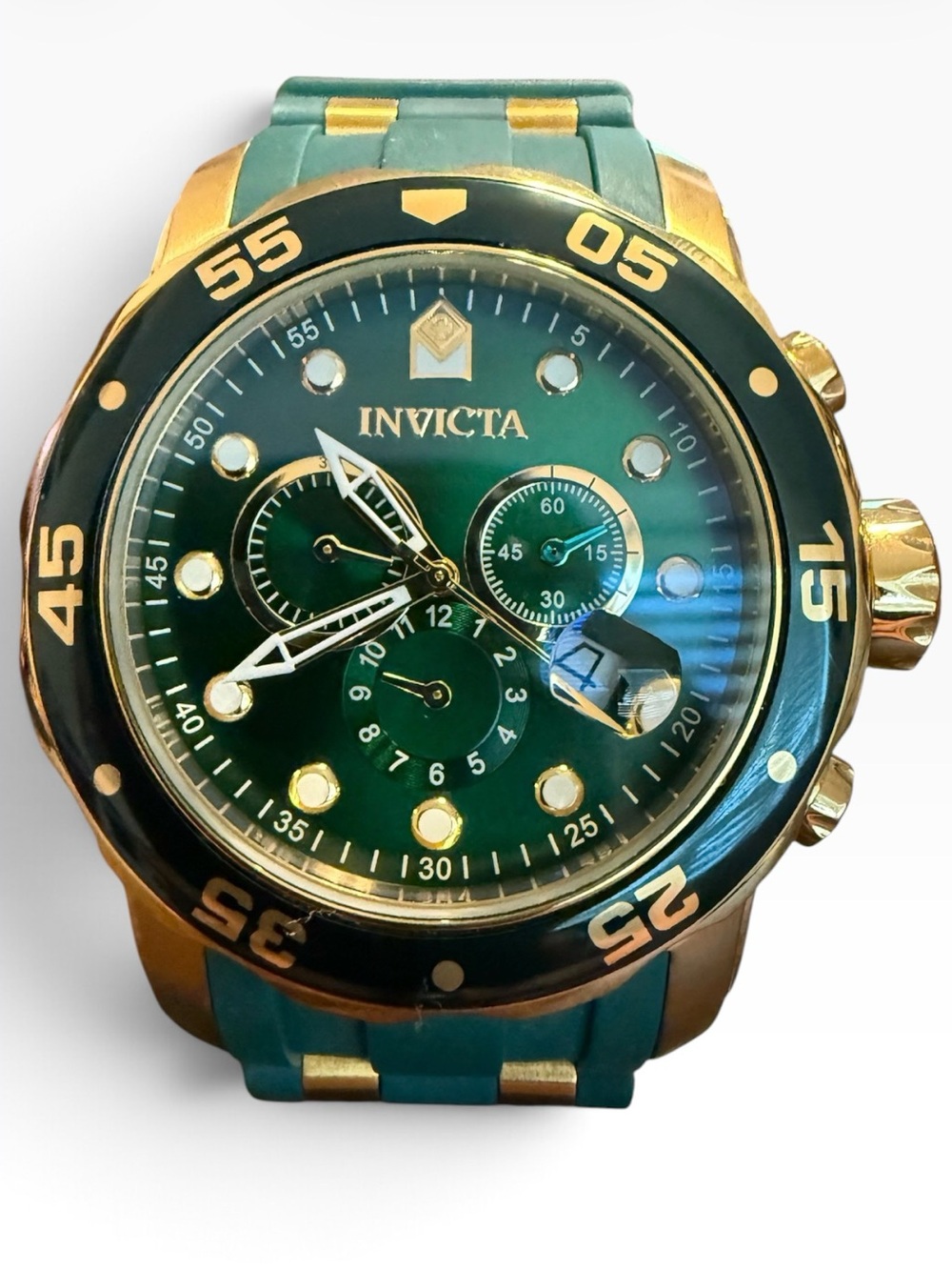 Invicta Pro Diver SCUBA 18196 48mm Green Gold Chronograph Men’s Watch